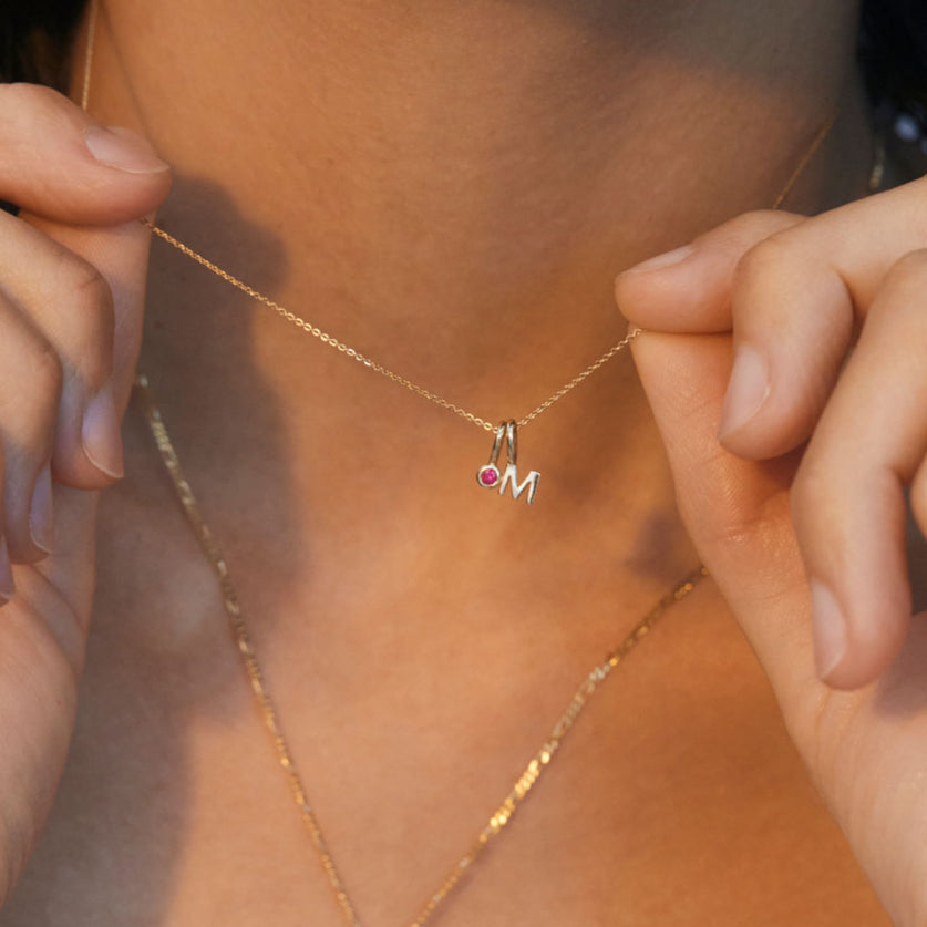 Tiny Letter Charm - 9k Gold