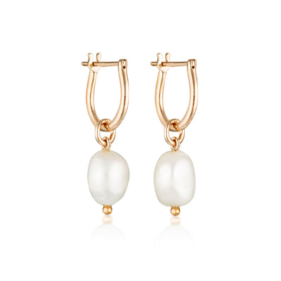 Baroque Pearl Basic Hoop Earrings
