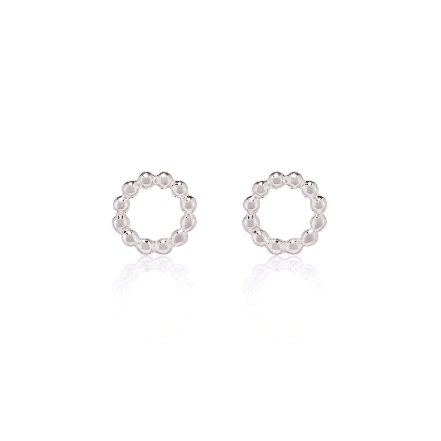 sterling silver beaded circle stud earrings