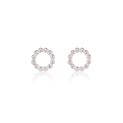 sterling silver beaded circle stud earrings