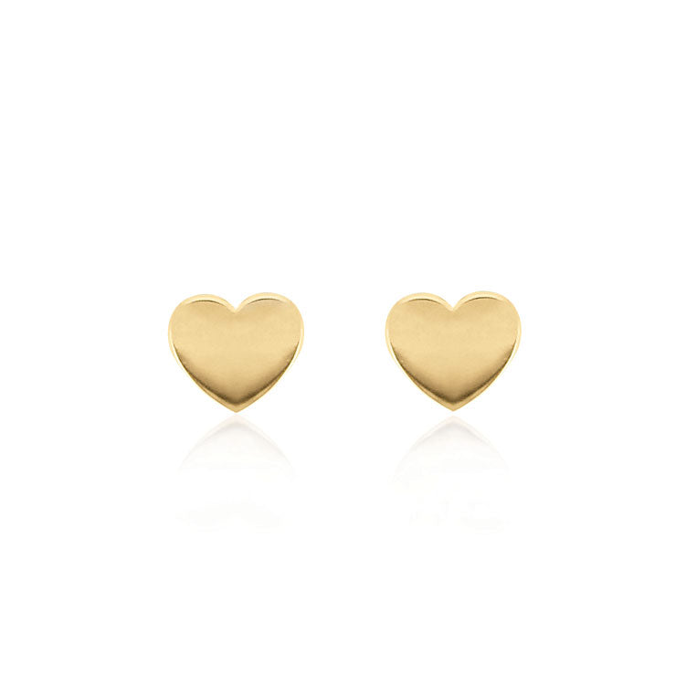 gold heart stud earrings