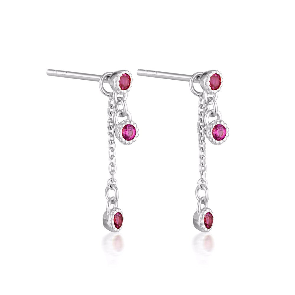 Meteor Chain Stud Earrings - Created Ruby