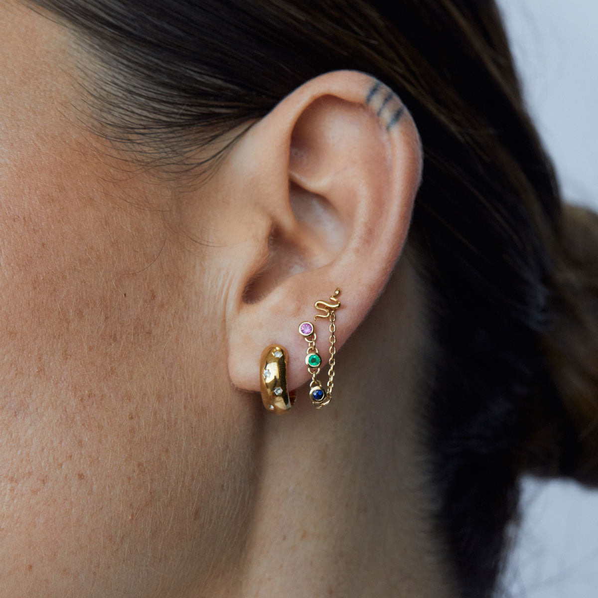 Trilogy Satellite Chain Earrings Multicolour Campaign