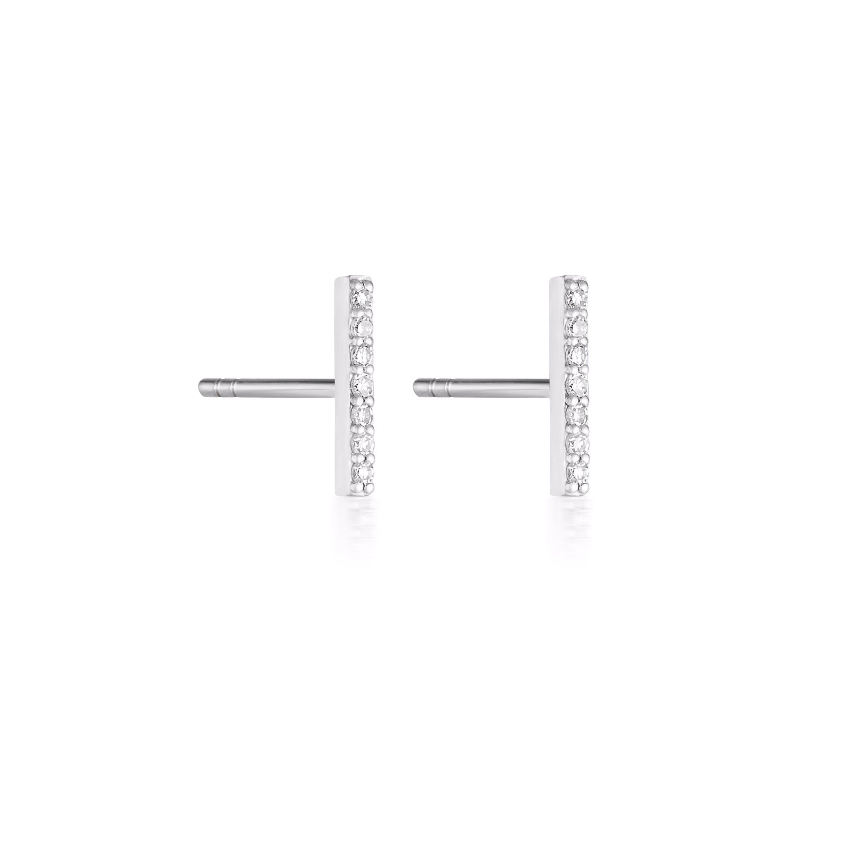 diamond bar stud earrings 9k white gold