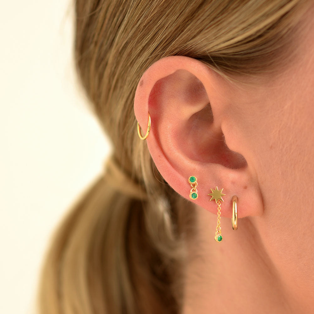 Meteor Stud Earrings - Green Onyx