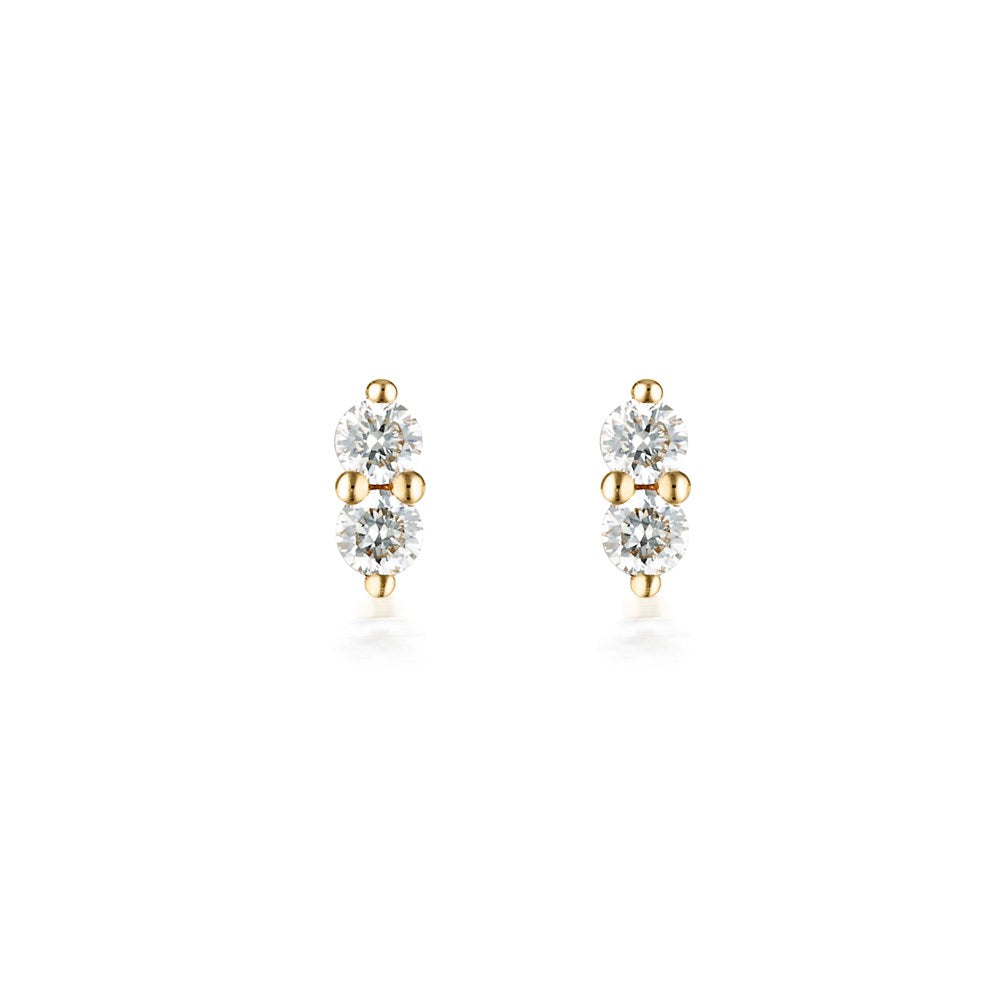 Twin Diamond Stud Earrings - 9k Solid Gold