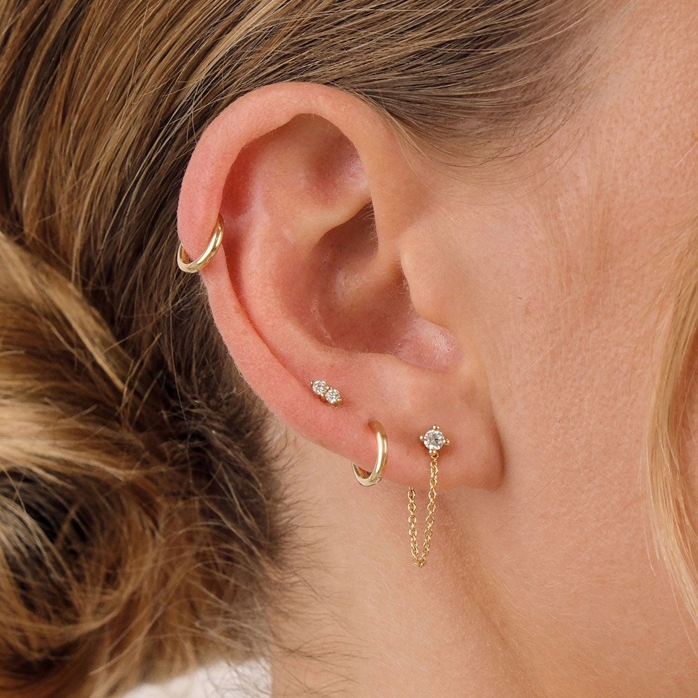 Twin Diamond Stud Earrings - 9k Solid Gold