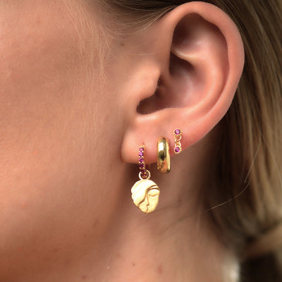 Aphrodite Alpha Huggie Earrings - Created Ruby