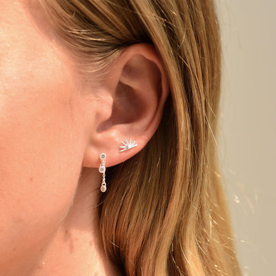Meteor Chain Stud Earrings - White Topaz