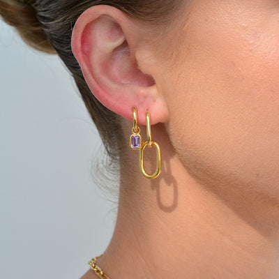 Gemme Huggie Earrings - Amethyst