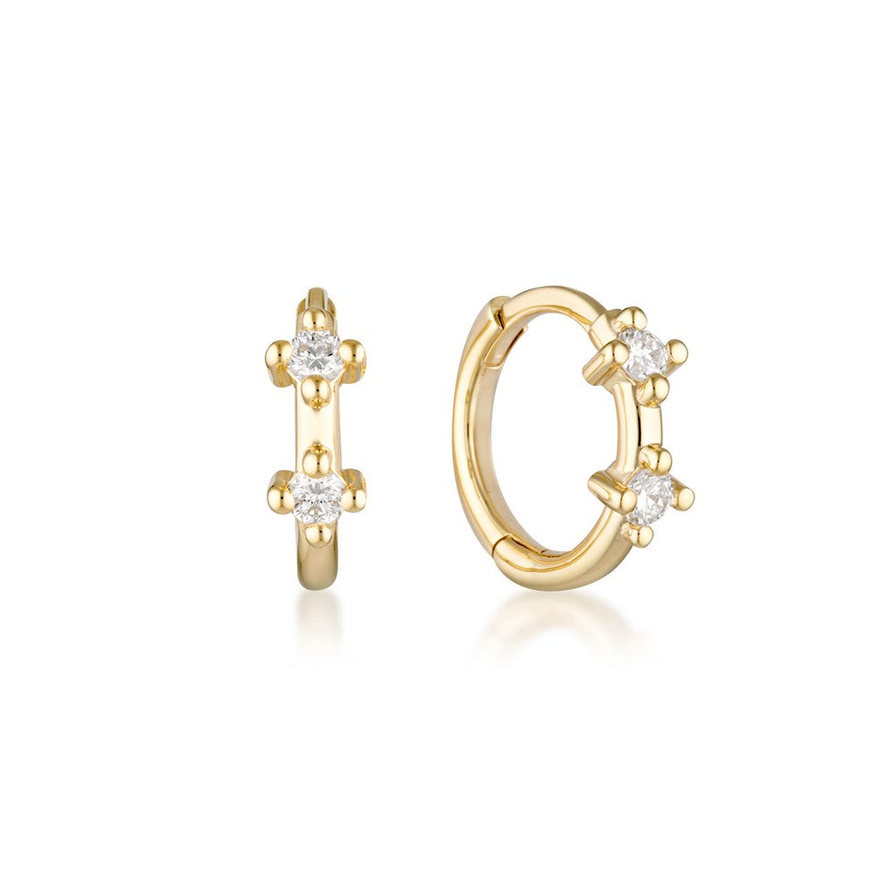Mila Diamond Huggie Earrings - 9k Solid Gold