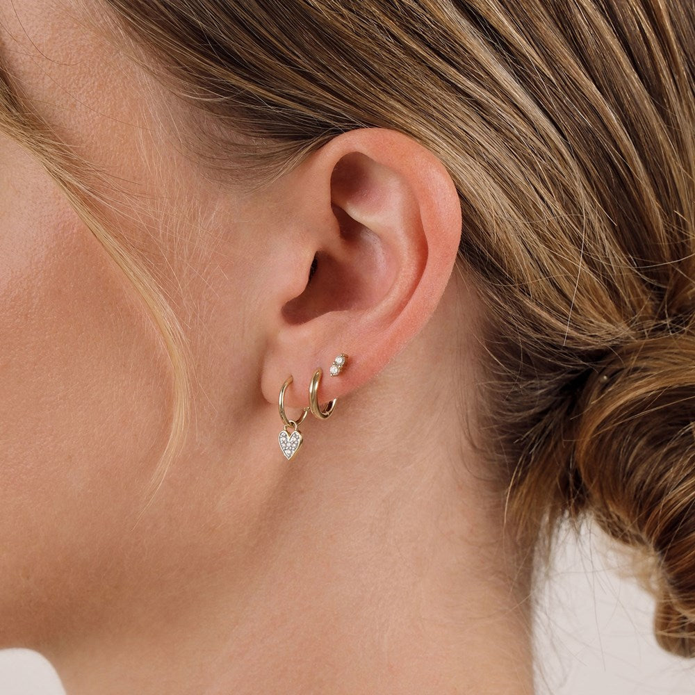 Diamond Heart Hoop Earrings - 9k Solid Gold