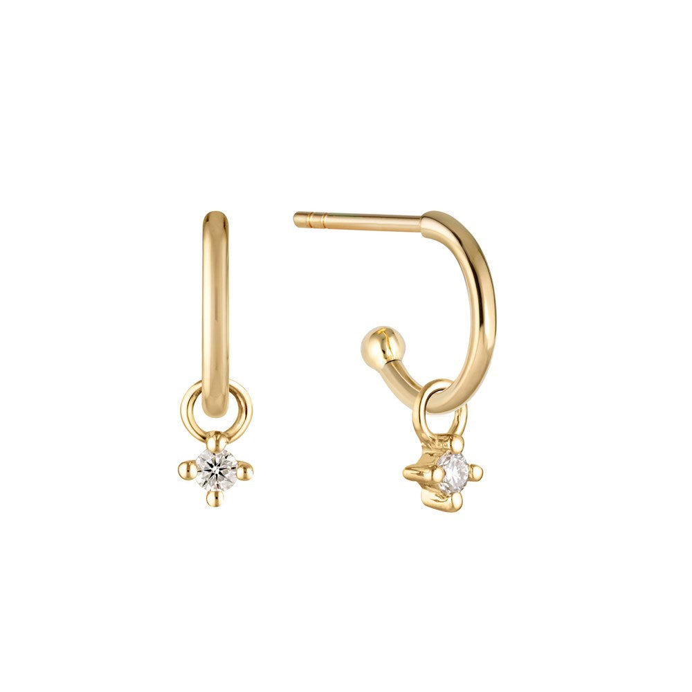 Cora Diamond Charm Earrings - 9k Solid Gold