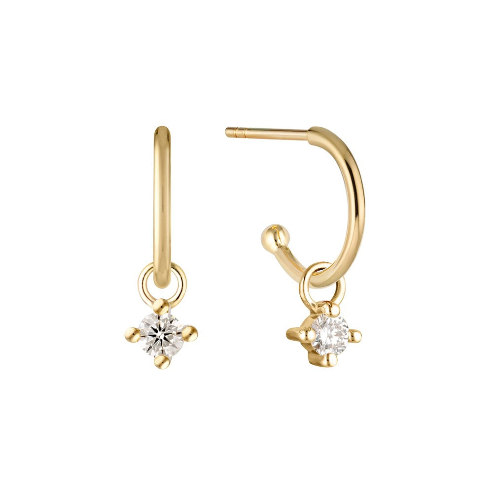 Bella Diamond Charm Earrings - 9k Solid Gold