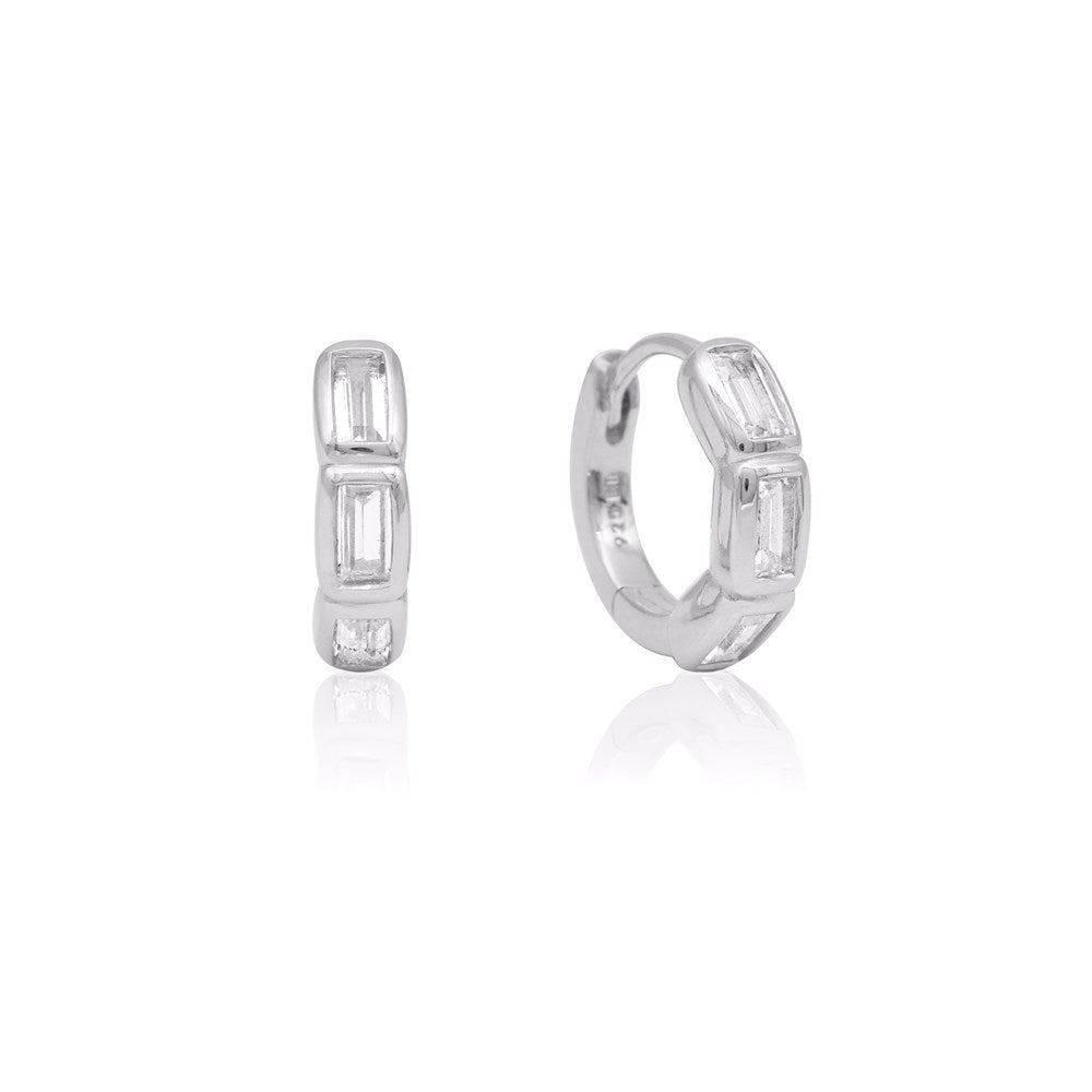 Calibri Huggie Earrings - Lab Grown White Sapphire