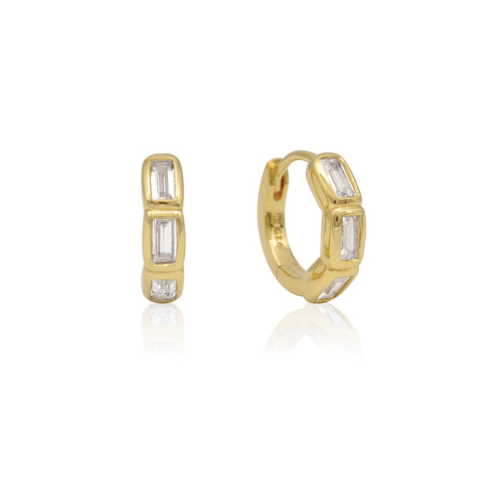 Calibri Huggie Earrings - Lab Grown White Sapphire