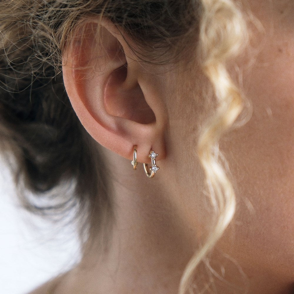 Mila Diamond Huggie Earrings - 9k Solid Gold