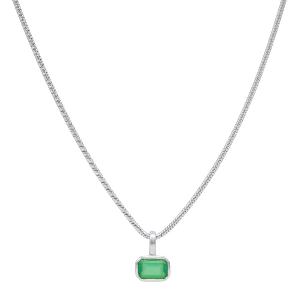 Gemme Snake Chain Necklace - Green Onyx