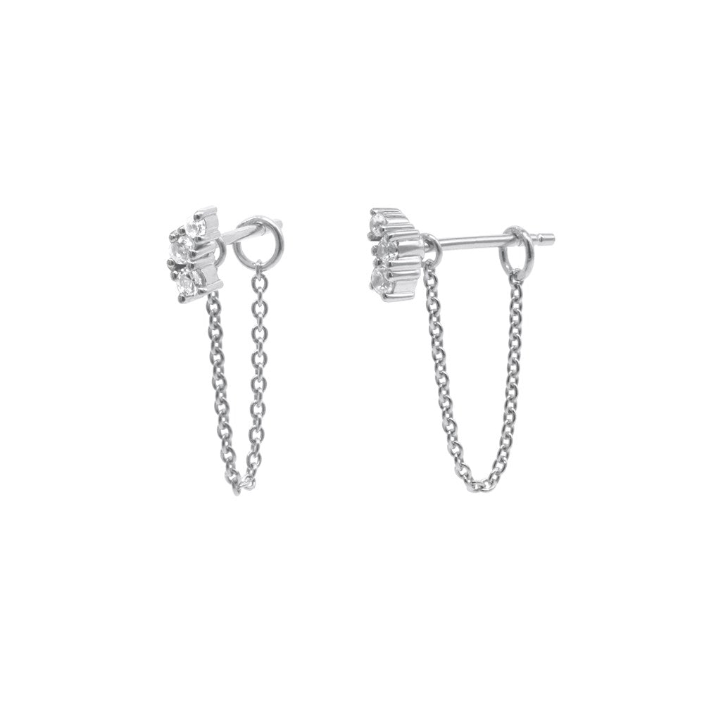Ebb Chain Stud Earrings - Lab Grown Sapphire