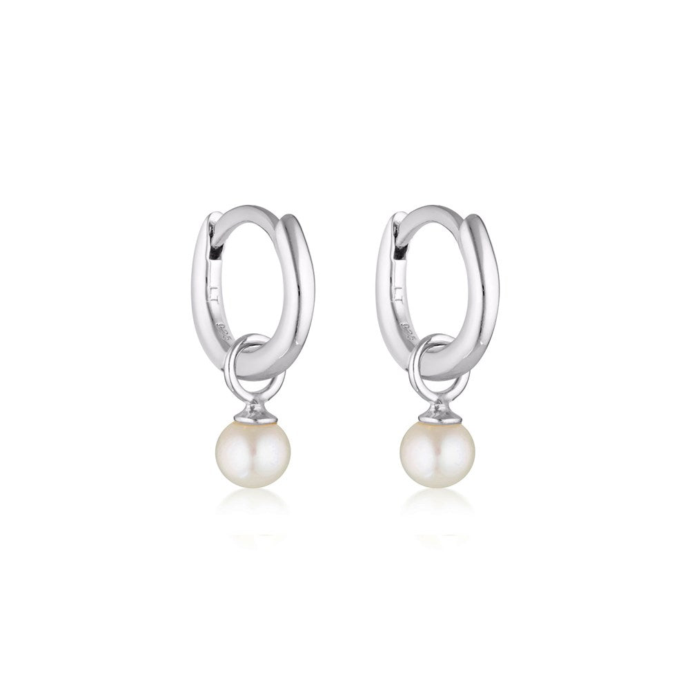 Pearl Charm Mini Huggie Earrings