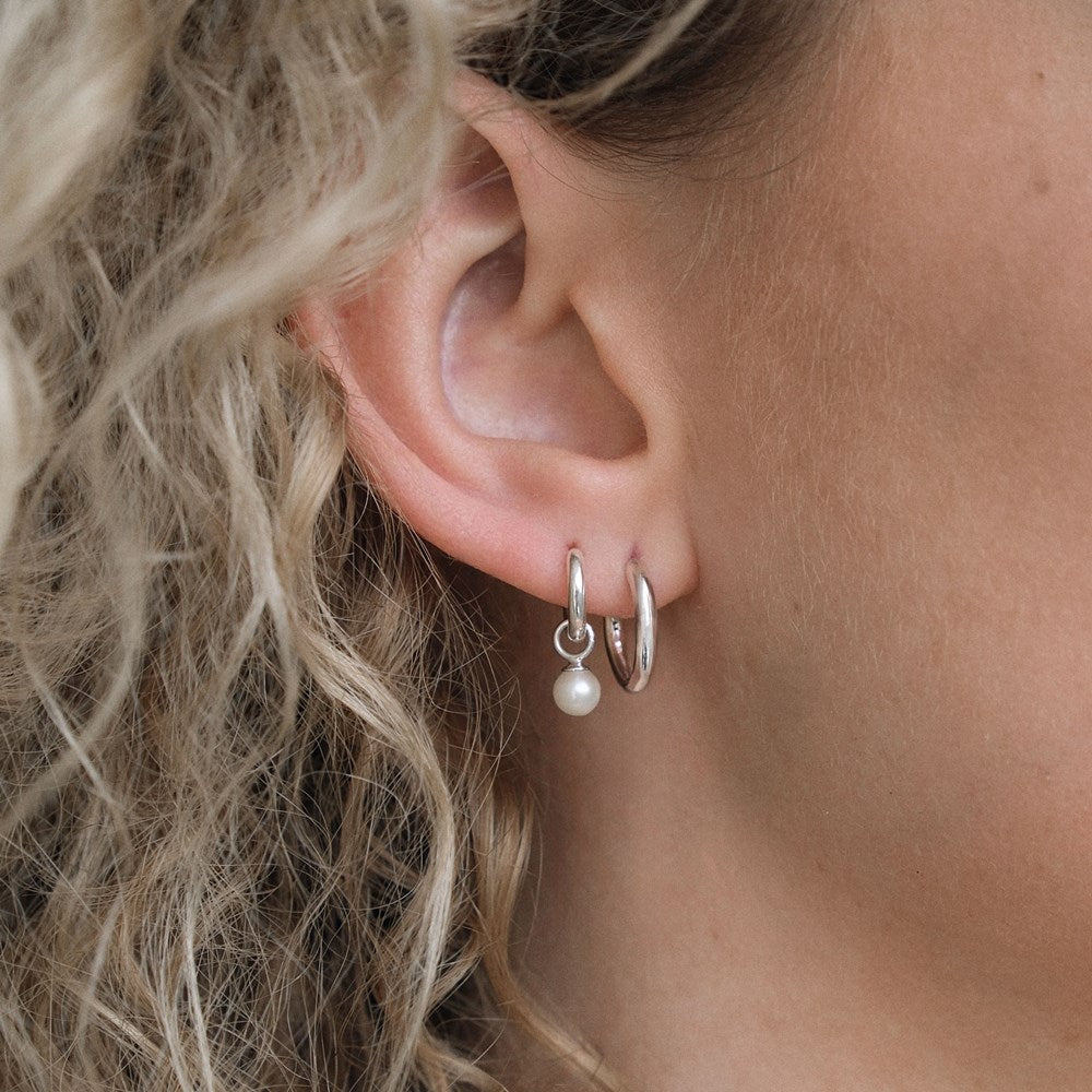 Pearl Charm Mini Huggie Earrings