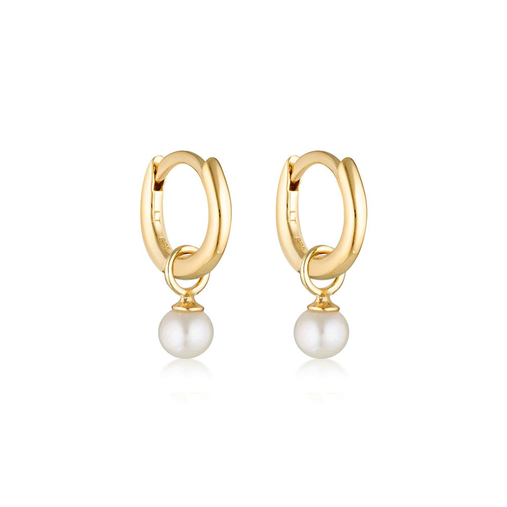 Pearl Charm Mini Huggie Earrings