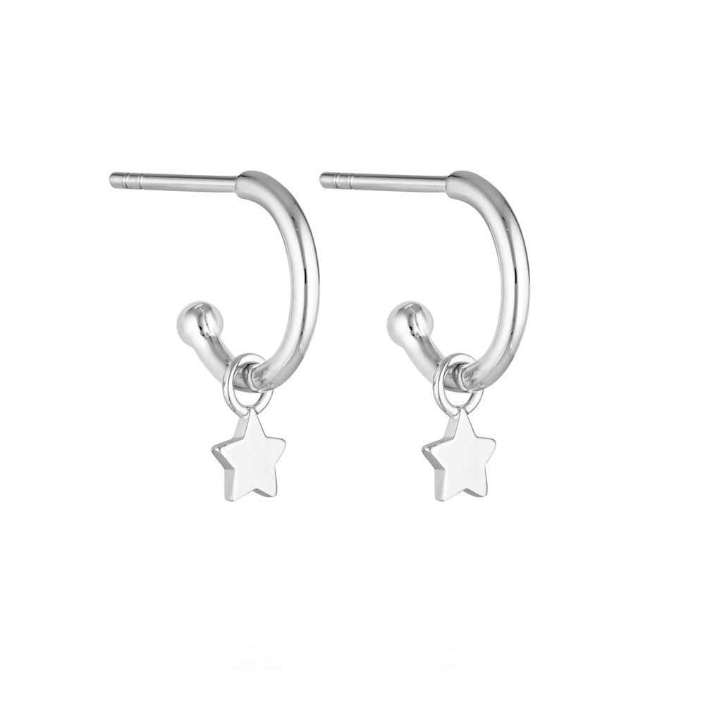 Star Charm Hoop Earrings