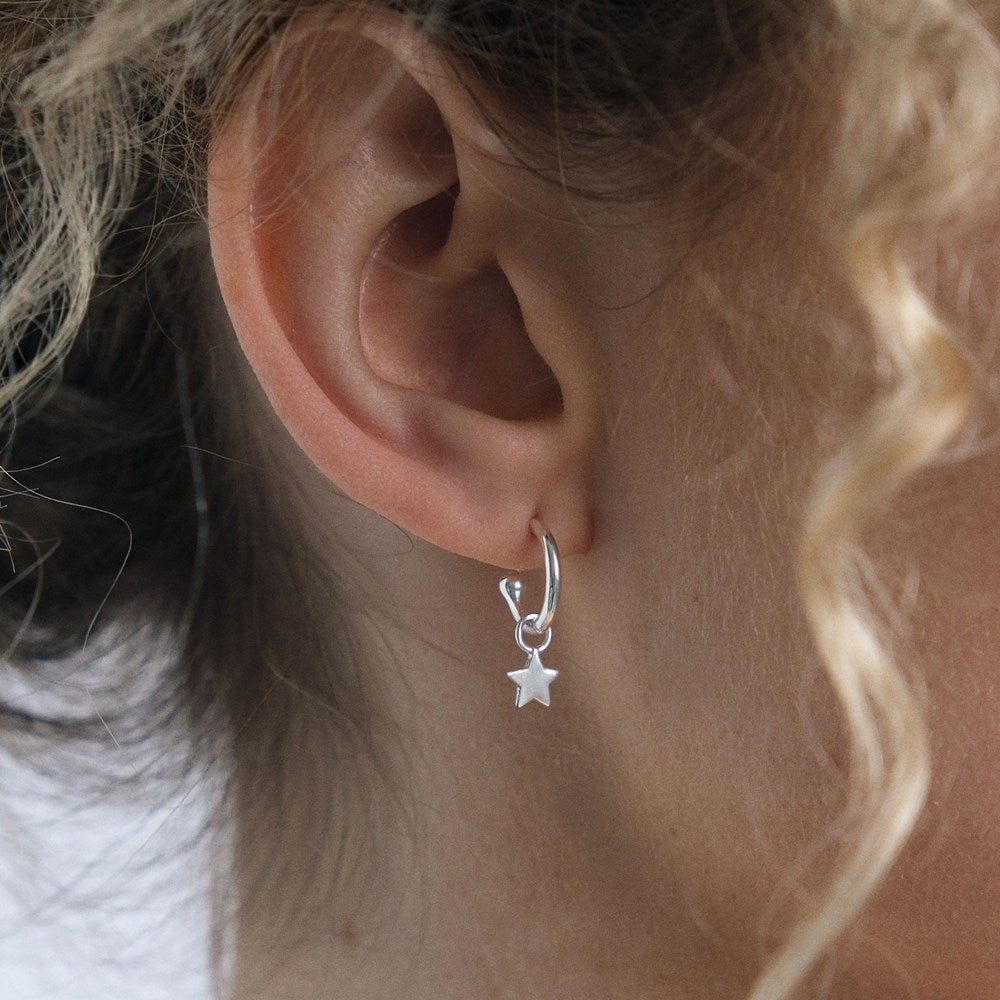 Star Charm Hoop Earrings