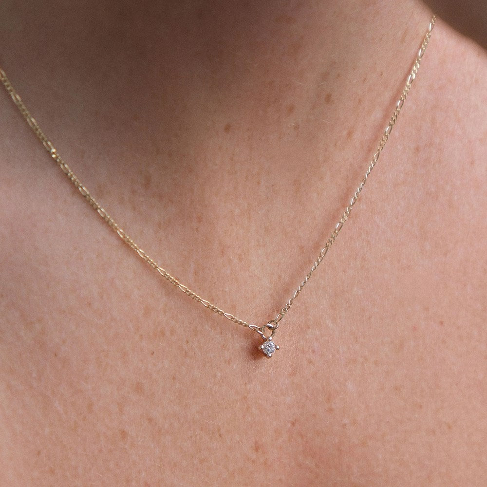 Bella Diamond Figaro Necklace - 9k Solid Gold