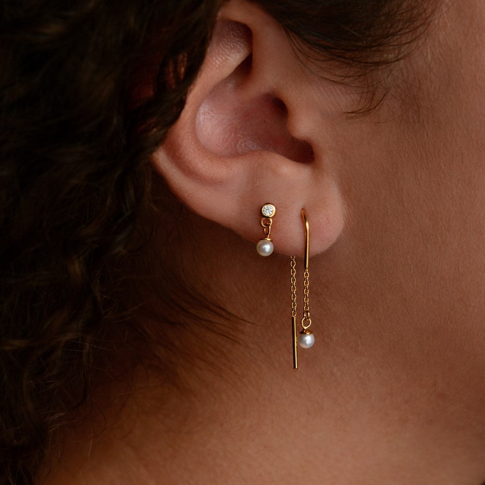 Ella Pearl Thread Earrings