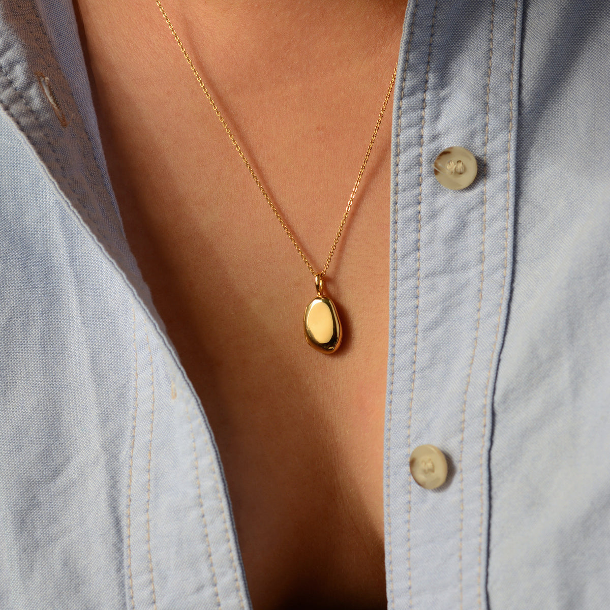Alga Locket Necklace - Cable Chain