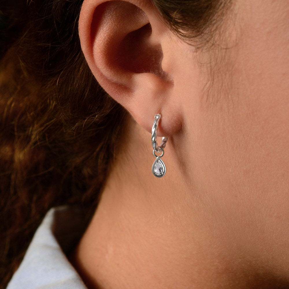 Reverie Roma Hoop Earrings - Lab-Grown White Sapphire