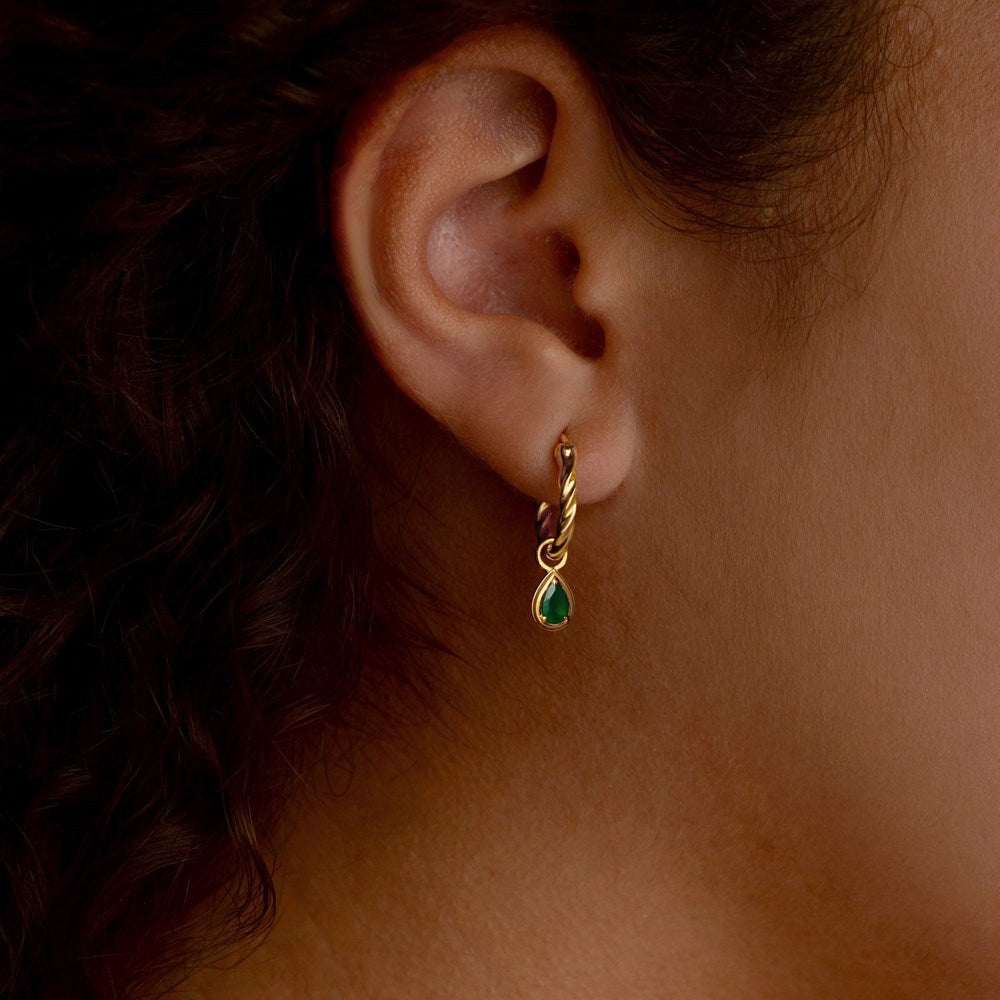 Reverie Roma Hoop Earrings - Green Onyx