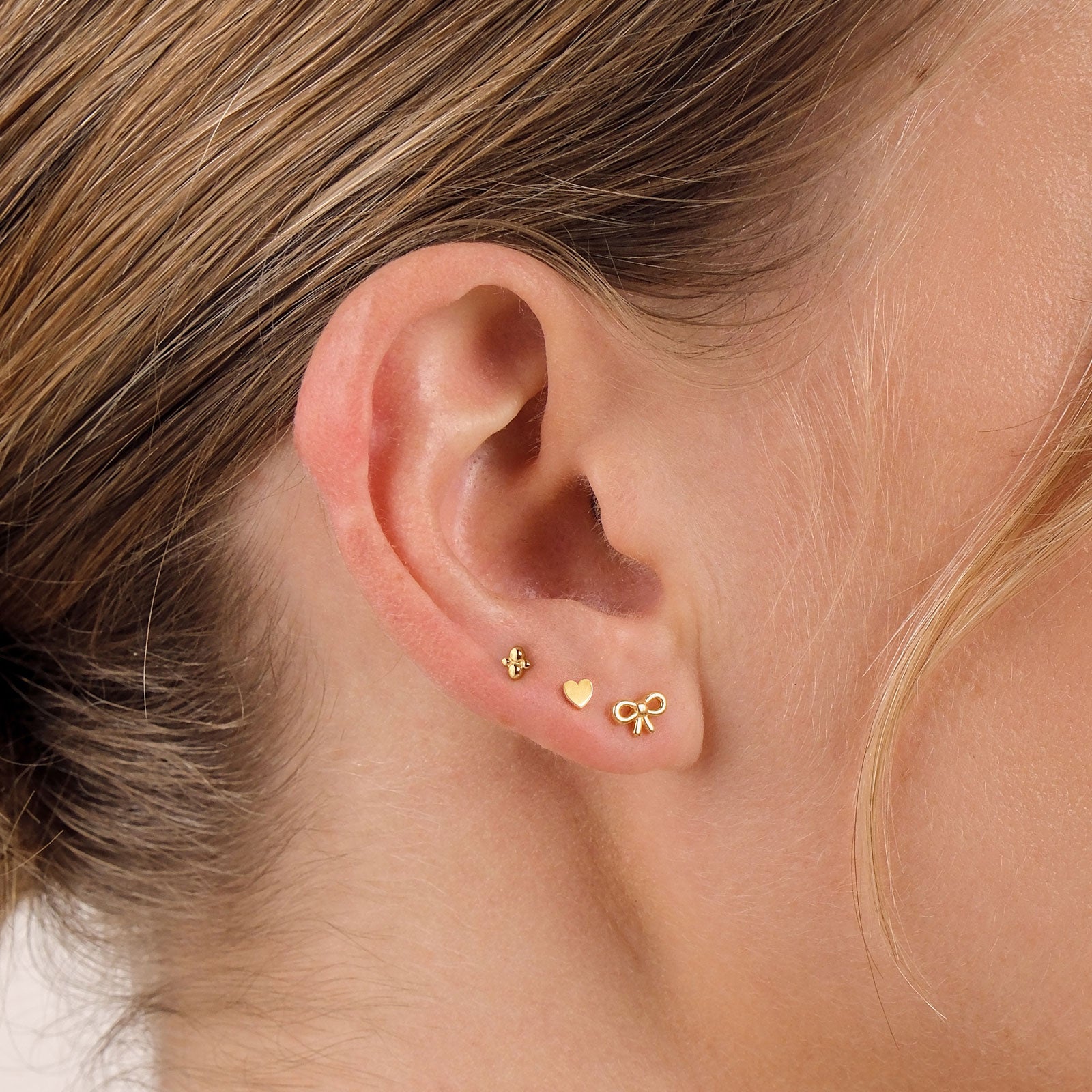 Cluster, Micro Heart & Bow Stud Earrings Bundle