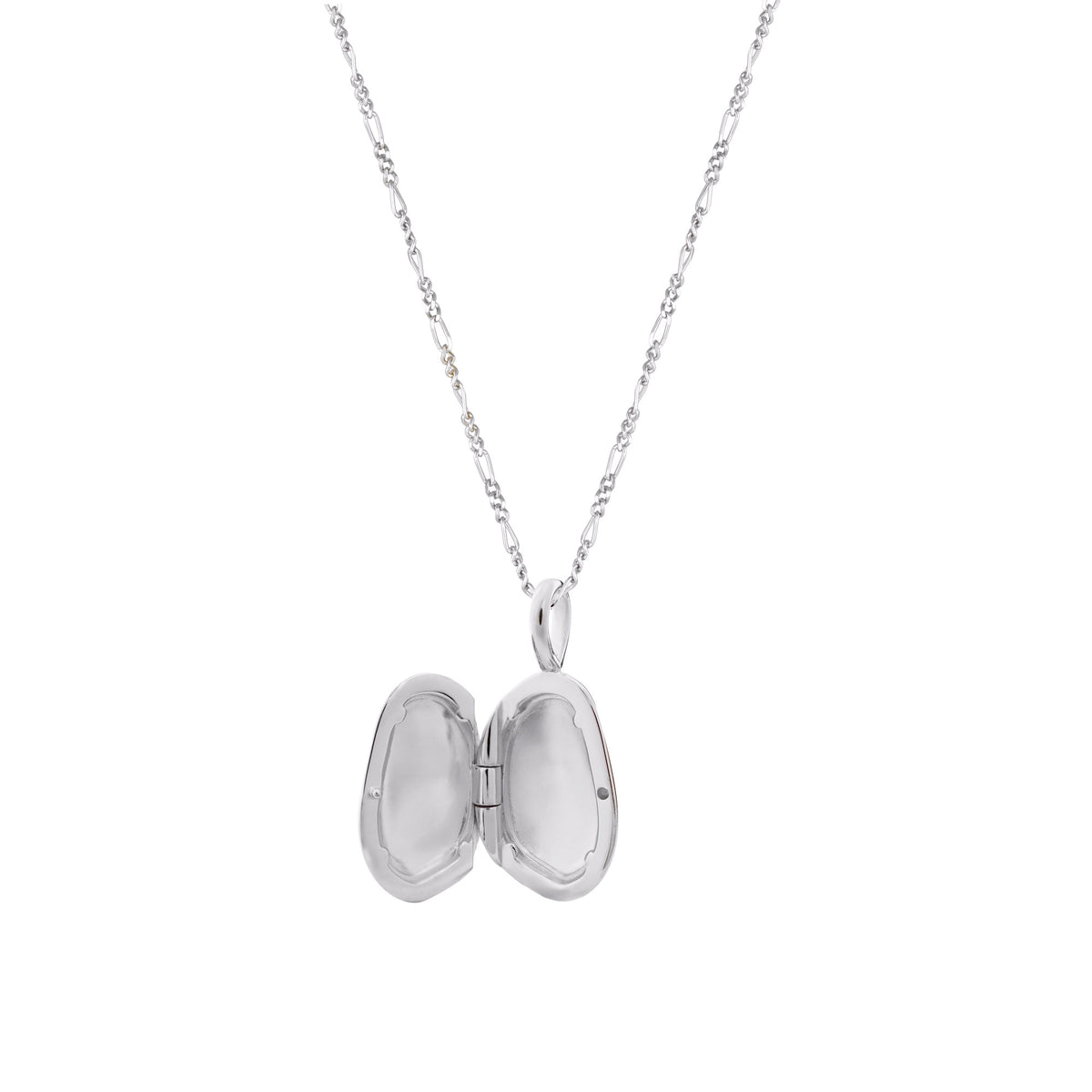 Alga Locket Necklace - Figaro Chain
