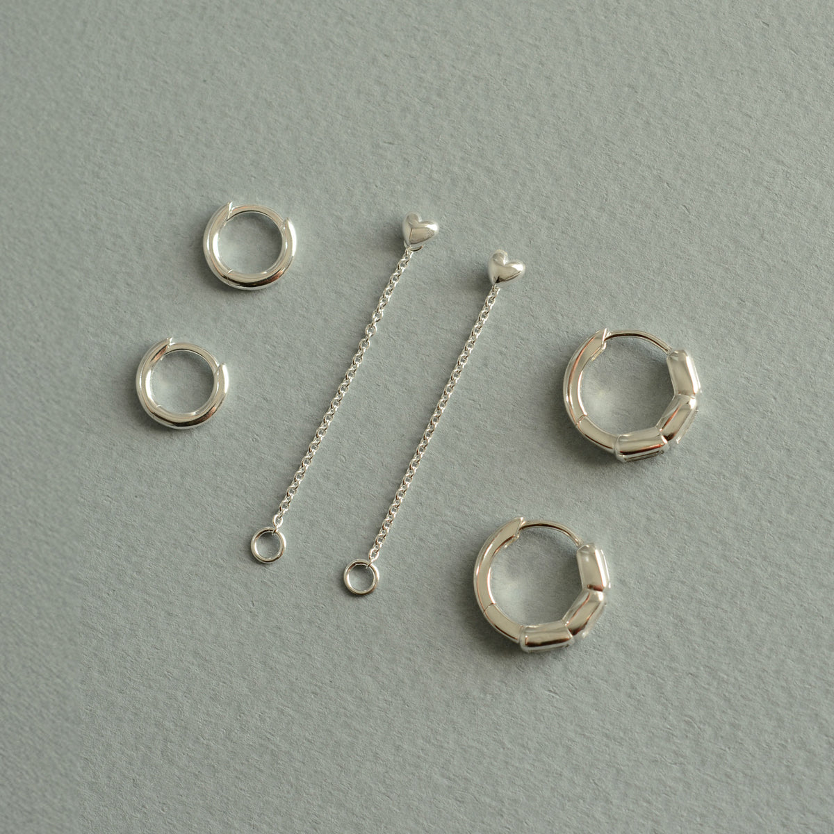 Amore Chain Stud, Mini & Calibri Huggie Earrings Bundle