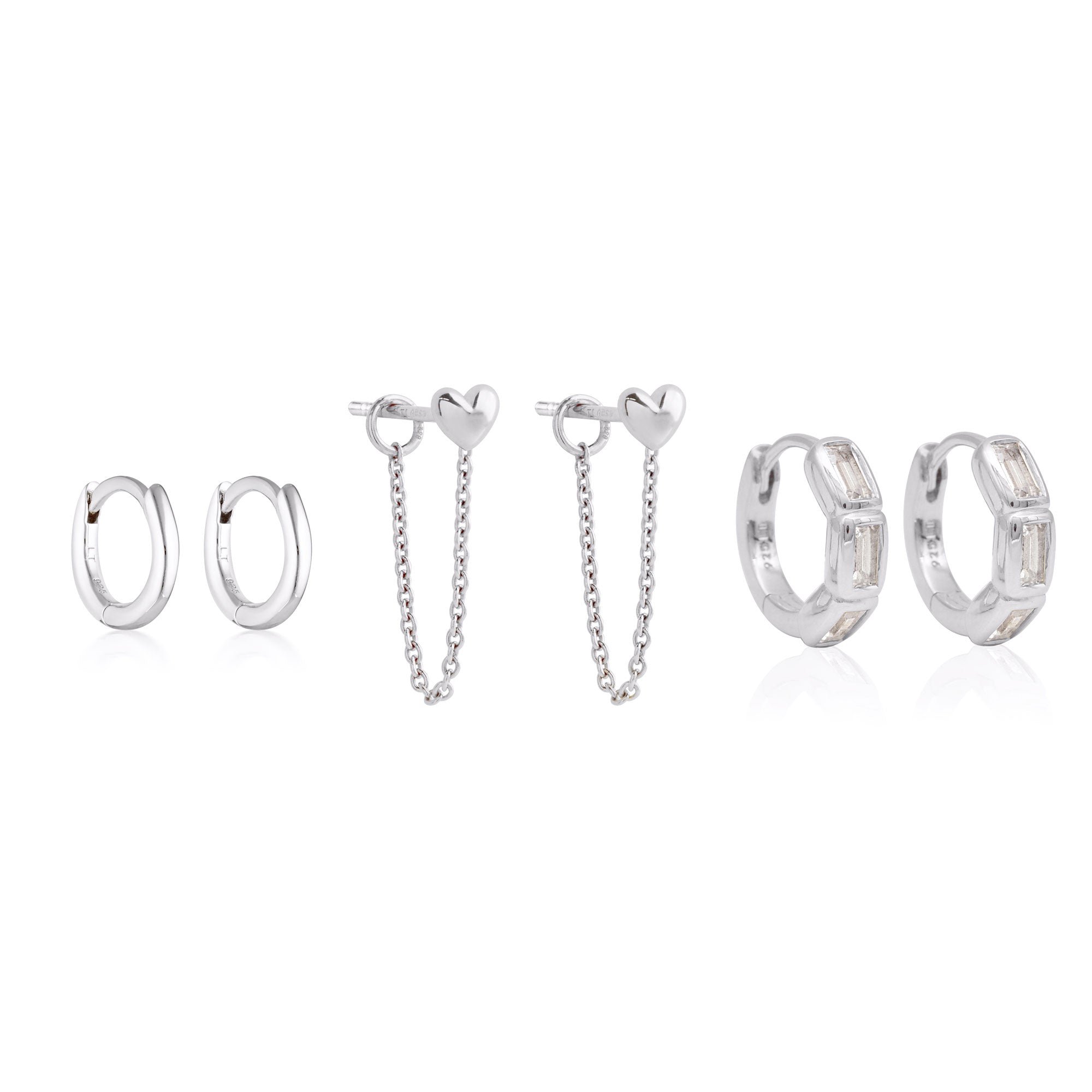 Amore Chain Stud, Mini & Calibri Huggie Earrings Bundle
