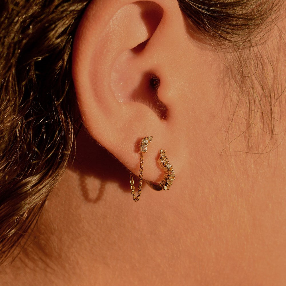 Ebb Chain Stud Earrings - Lab Grown Sapphire