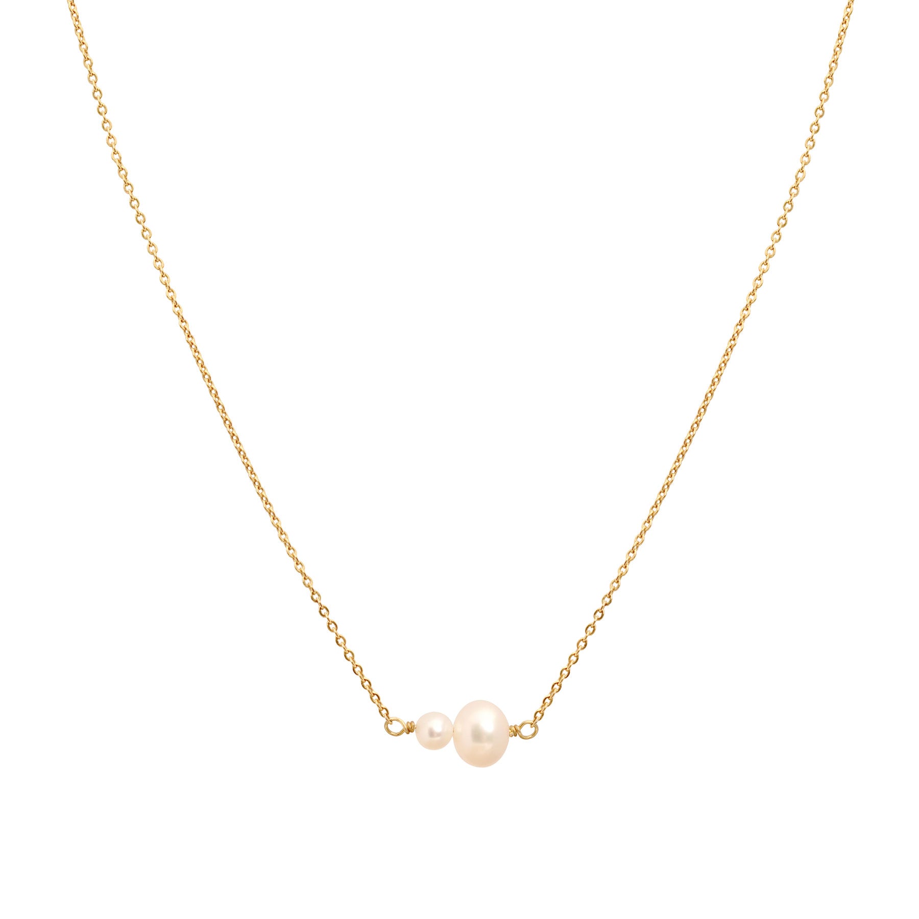 Image of a double pearl gold plated necklace