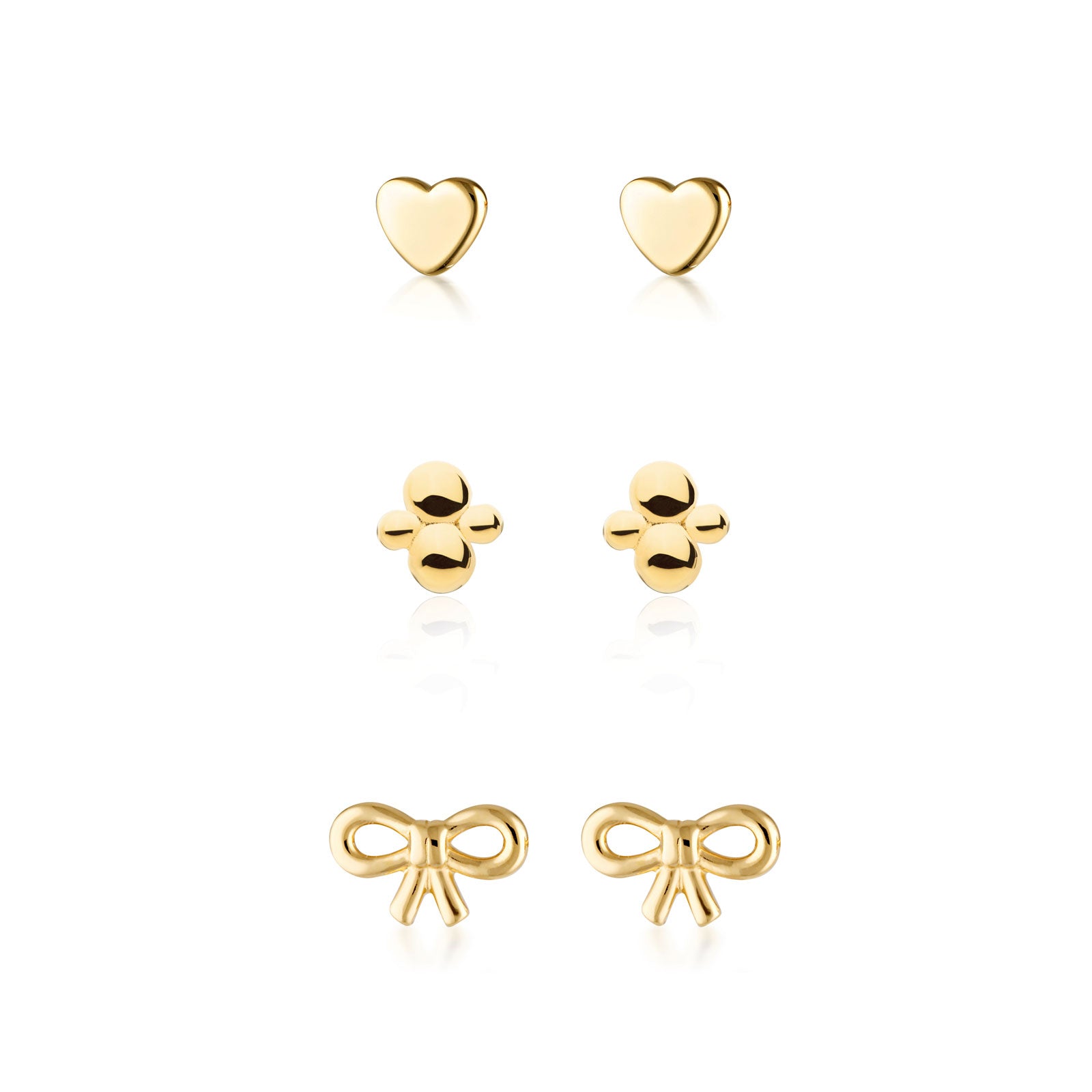 Cluster, Micro Heart & Bow Stud Earrings Bundle
