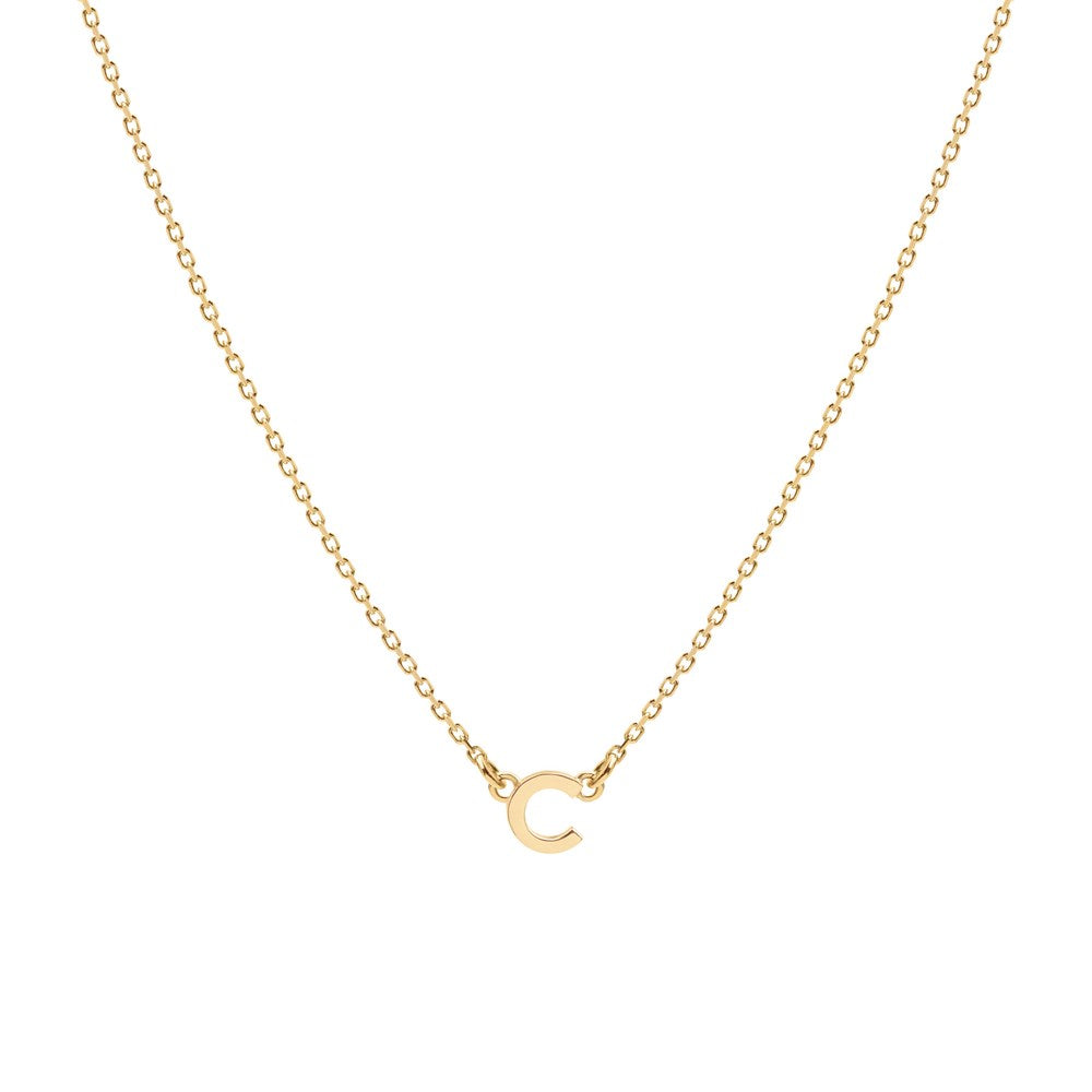 Tiny Letter Necklace - 9k Gold