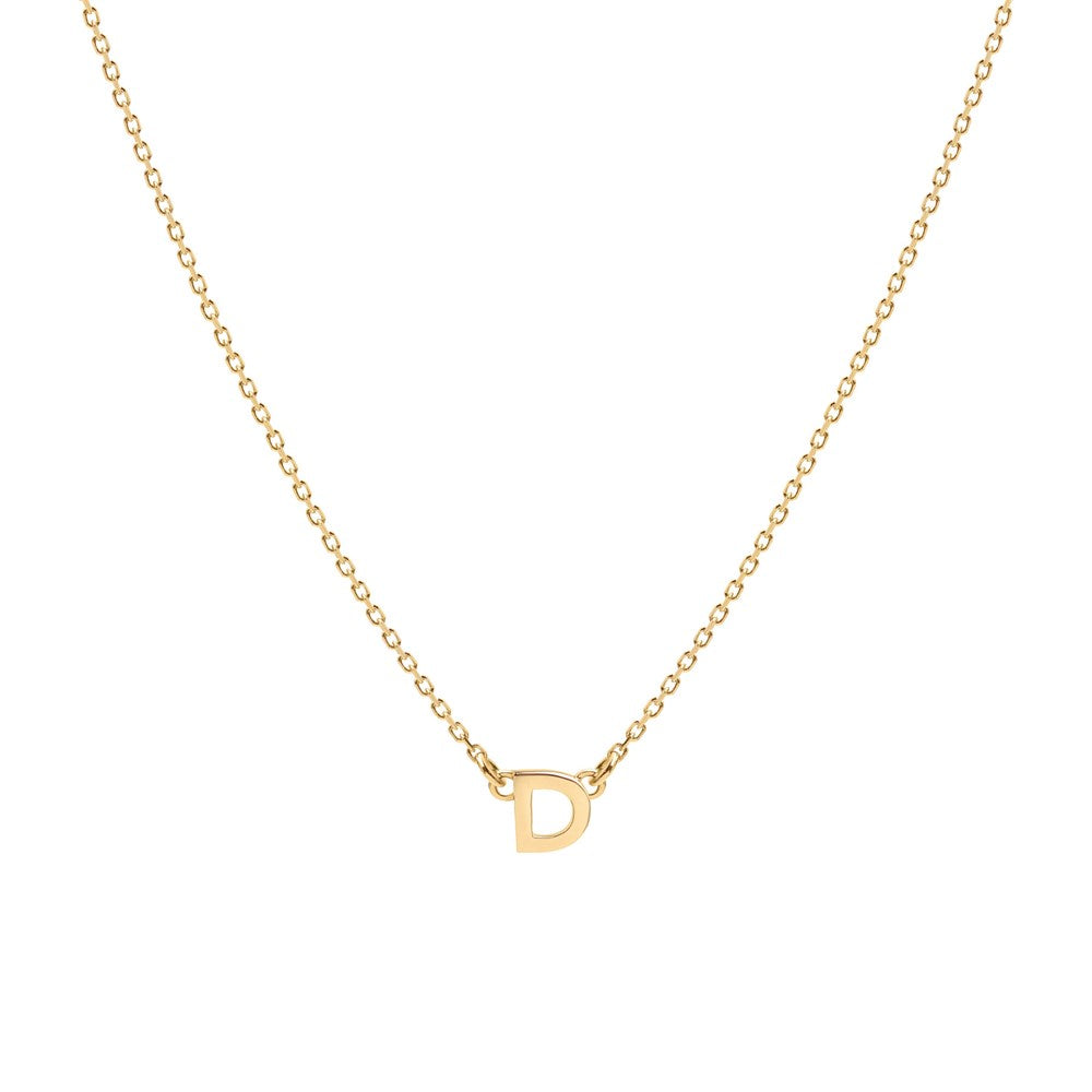 Tiny Letter Necklace - 9k Gold