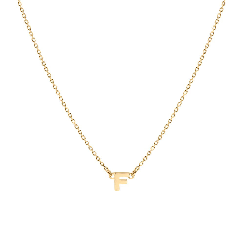 Tiny Letter Necklace - 9k Gold