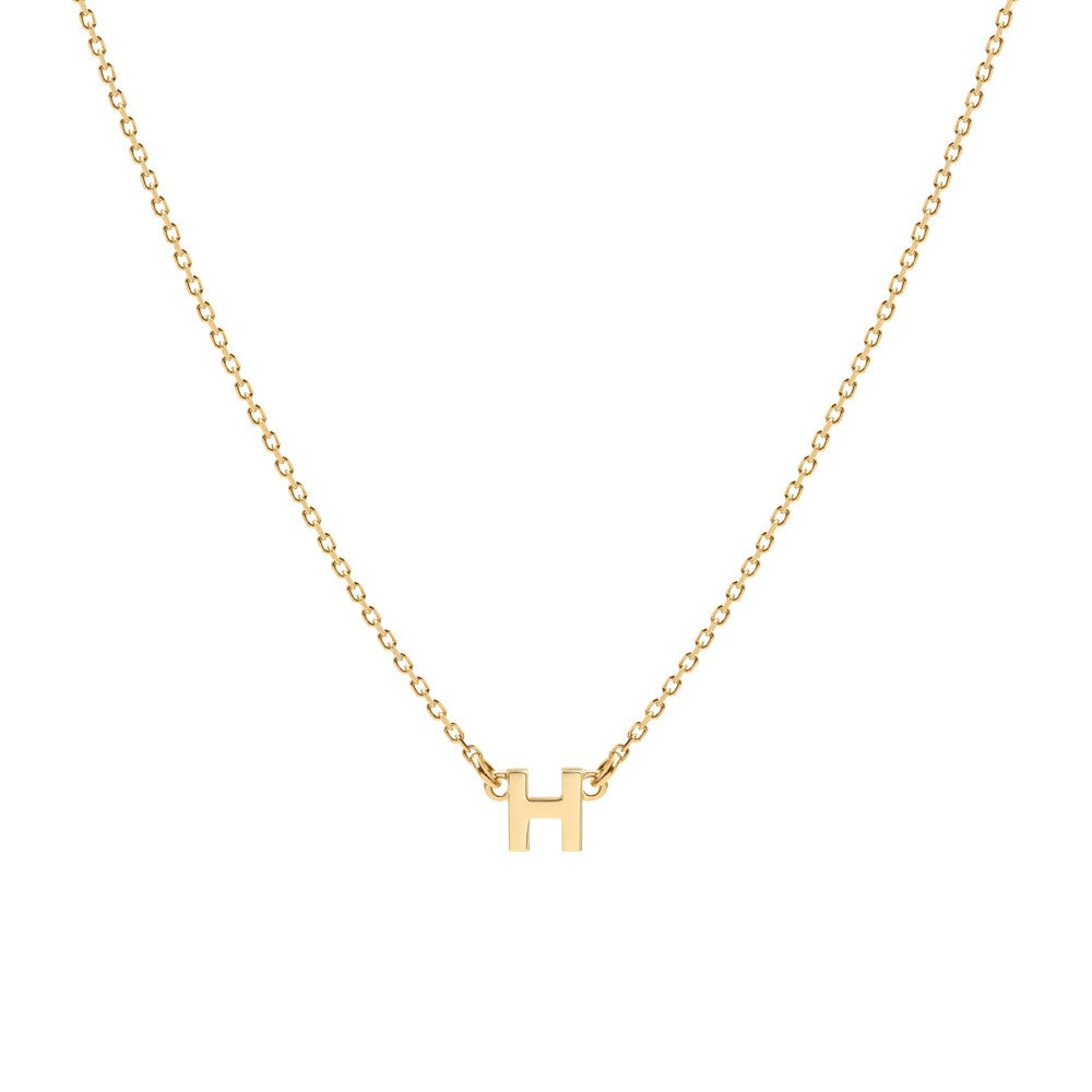 Tiny Letter Necklace - 9k Gold