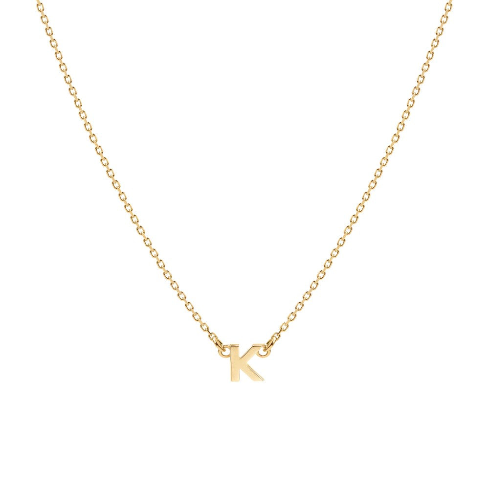 Tiny Letter Necklace - 9k Gold