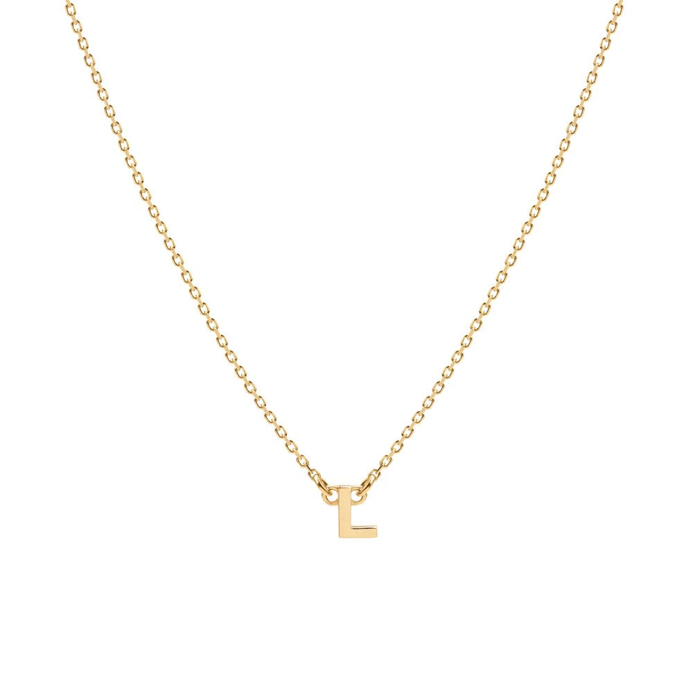Tiny Letter Necklace - 9k Gold