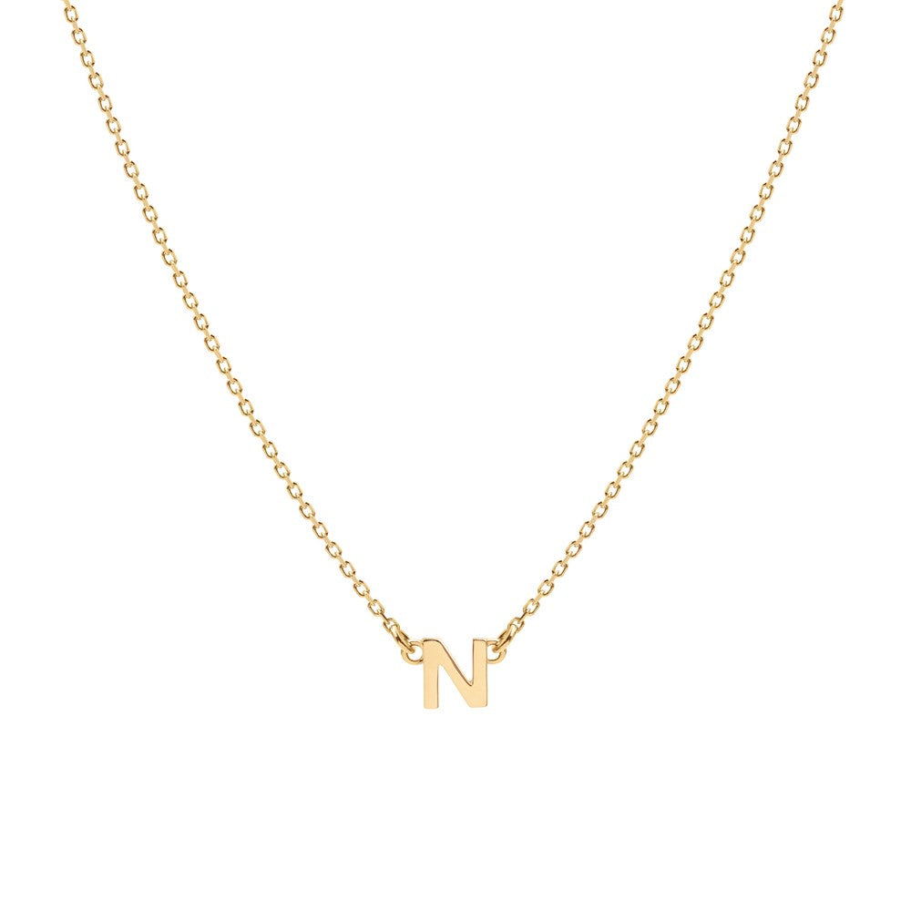 Tiny Letter Necklace - 9k Gold