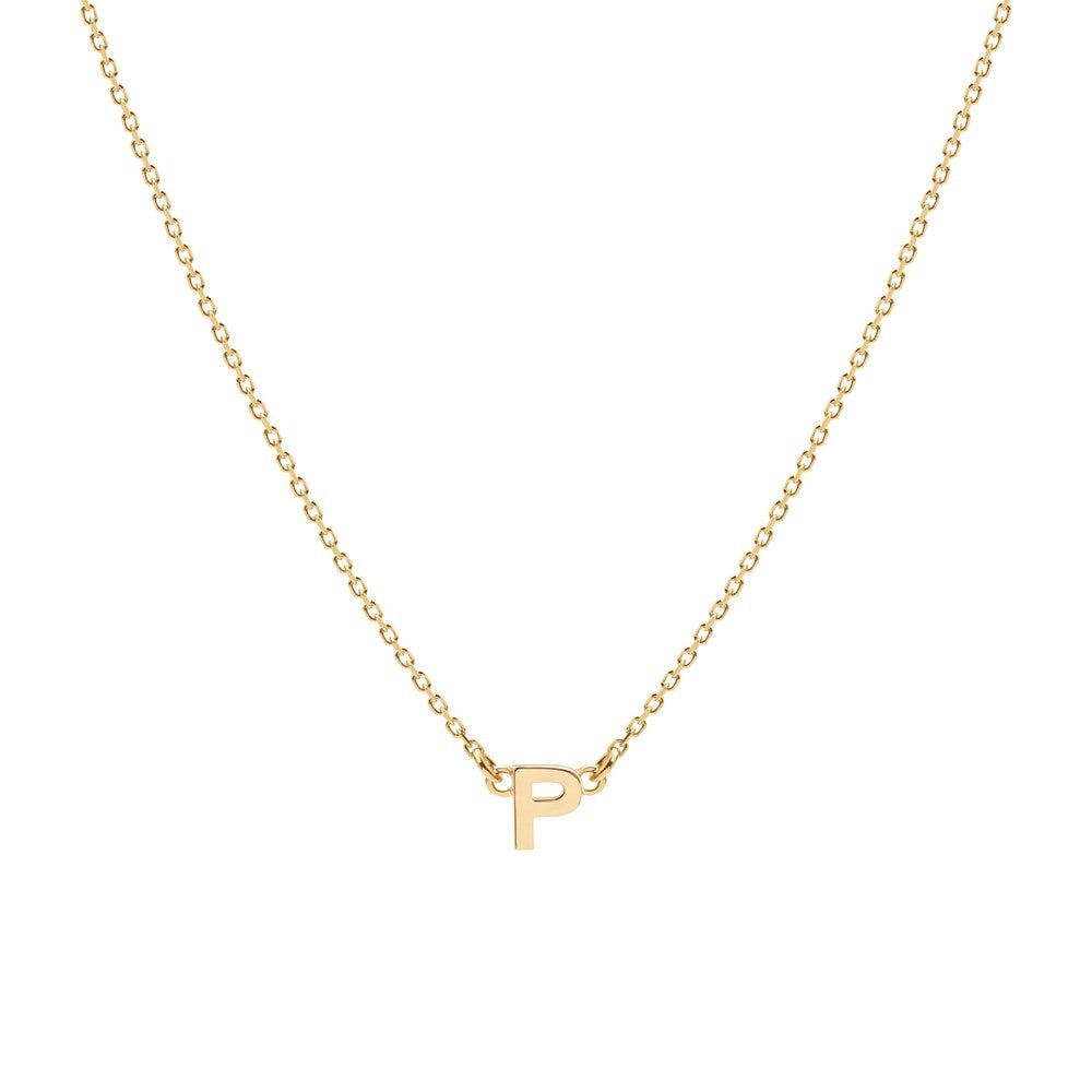 Tiny Letter Necklace - 9k Gold