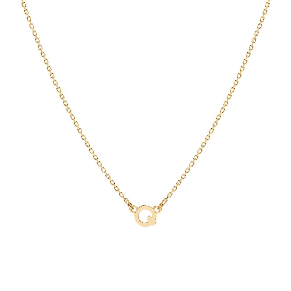 Tiny Letter Necklace - 9k Gold