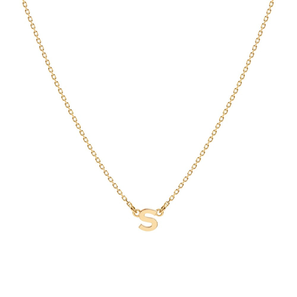 Tiny Letter Necklace - 9k Gold